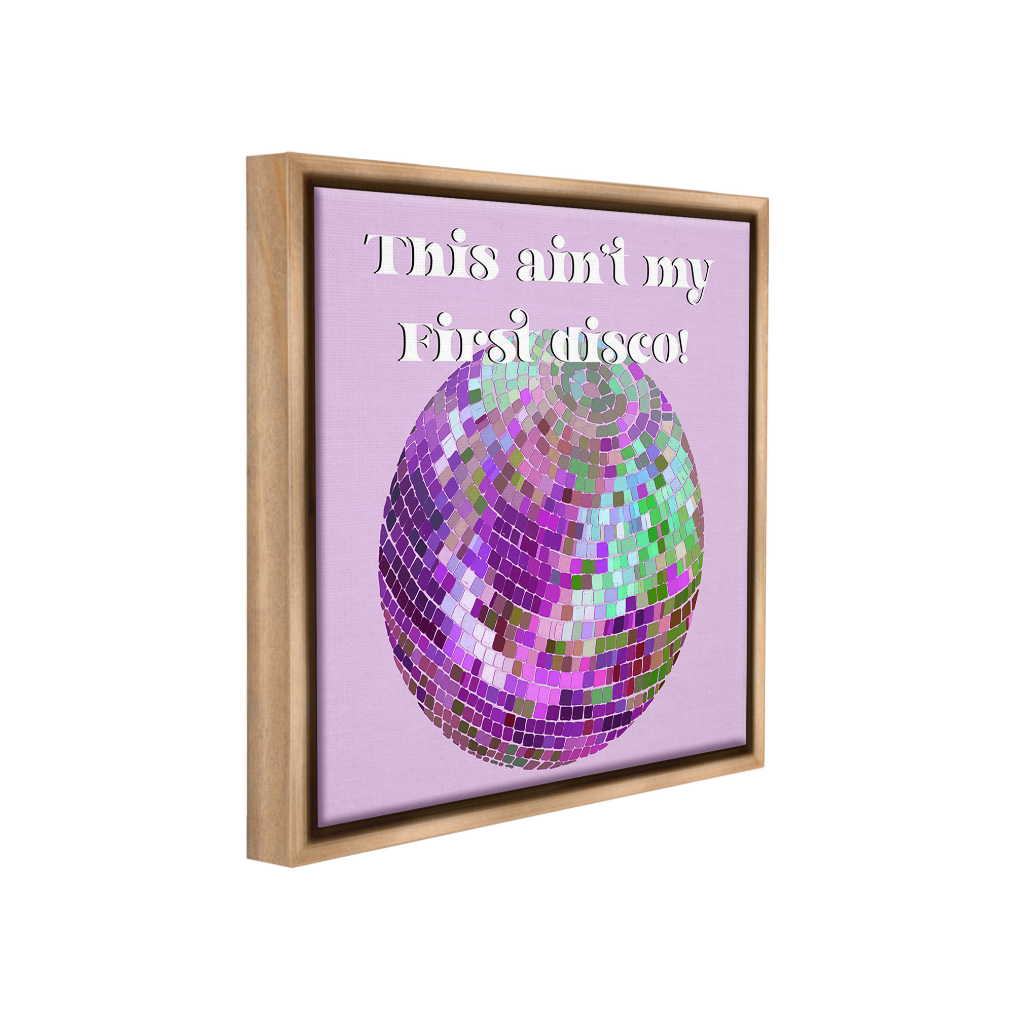 Stupell Industries Ain't My First Disco Typography Painting Brown Floater Framed Canvas Art Print Wall Art, 18 x 18