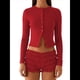 thumbnail image 3 of Blusas de Larga para Mujer, Cárdigan Ligero de Otoño, Camisetas para Salir, Blusas Acanaladas con Botones, Lindas y A Rojo L, 3 of 9