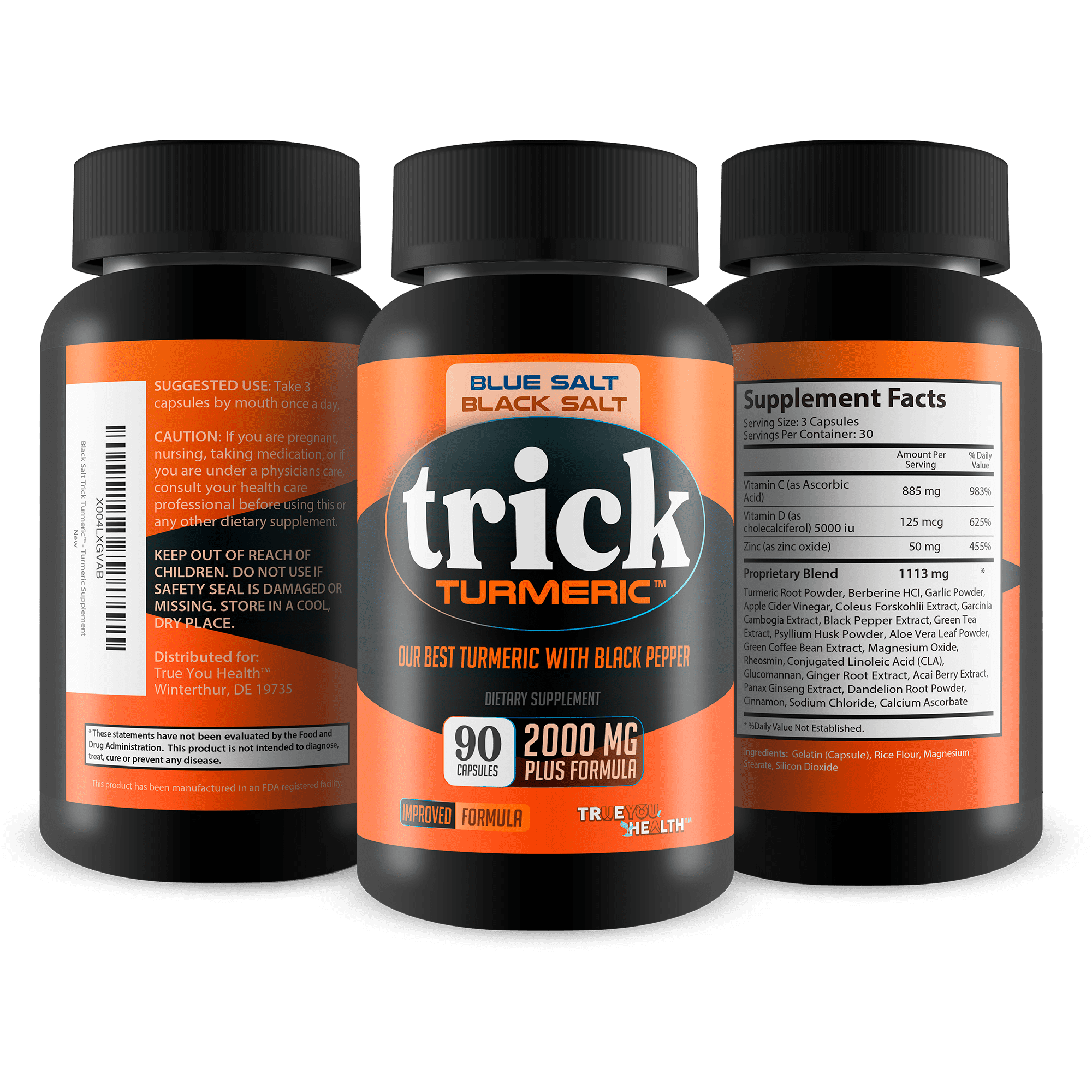 Turmeric Trick Blue Salt for Men Black Salt Trick - Our Best Turmeric for Men - High Absorption with Black Pepper - Ginger Curcumin Ginseng Mens Supplement