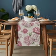 thumbnail image 2 of Pink Floral Table Runner - 48 Inch Long, Kitchen Dining Table Runner Dresser Scarves, Spring Summer Vintage Flower Leaf Farmhouse Decor for Coffee Tables Wedding Party Banquet, 2 of 8