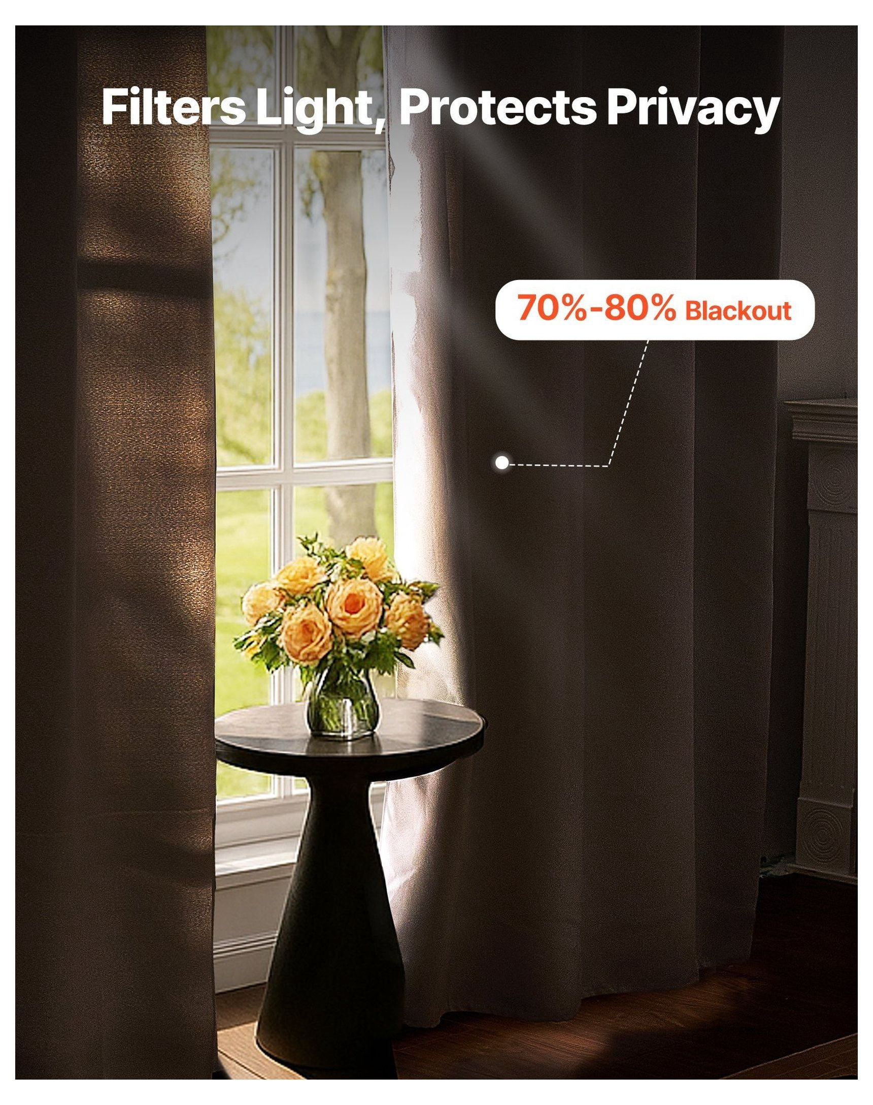 Blackout Curtains 2 Panels 52x84 Inch - Thermal Insulated Drapes for Bedroom & Living Room - Light Blocking, Noise Reduction, Privacy