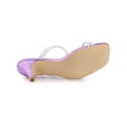 thumbnail image 5 of BLISSFUL STEP Women's Slide Sandal Rhinestone Strappy Square Toe Kitten Heel Slide Sandals Purple 9, 5 of 7