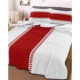 thumbnail image 3 of Quilts Twin Size Bedding Set, Red Solid Color Texture Lightweight Quilted Comforter, Simple Red Stripes Soft Reversible Bedspread Coverlet with Pillow Covers for All Season, 68" x 86", 3 of 7