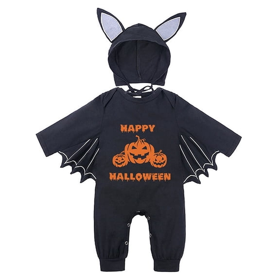 WIBACKER 3M-24M Infant Unisex Baby Halloween Dress Up Clothes Bat Wings Romper with Cap Newborn Animal Costumes