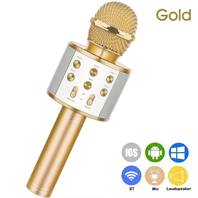 Micrófono de Karaoke inalámbrico portátil WS-858, reproductor de Karaoke de mano para teléfono móvil Bluetooth HIFI incorporado Namotu LL-0531
