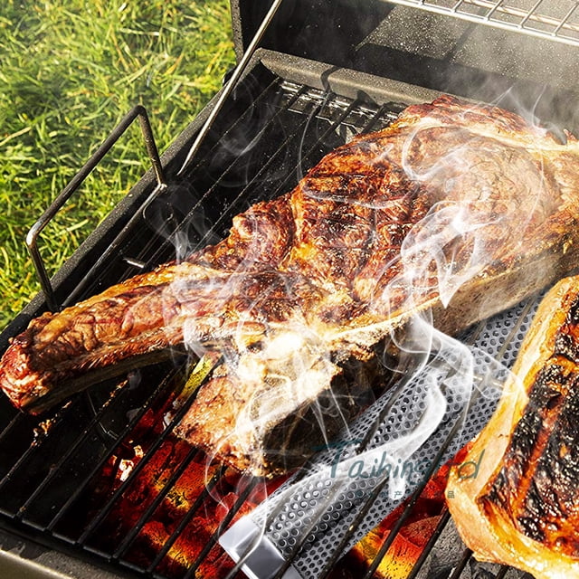 Herramientas para barbacoa Tubo de humo de acero inoxidable 304 Caja de madera para frutas con forma de diamante Caja ahumada Tubo para ahumador de barbacoa