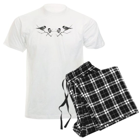CafePress - Chickadee Song Bird Men's Light Pajamas - Men's Light Loose Fit Cotton Pajama Set