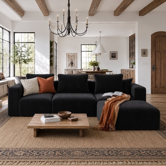Novilla 106" Modular Sectional Sofa, Modern Cloud Sectional Couch with Smarts Coil™ Support, L-Shape Boneless Couch for Living Room Apartments Bedroom, No Assembly Required (3 Seater 1 Ottoman)