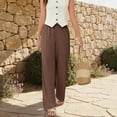 thumbnail image 5 of Nestiefly Linen Pants Women Wide Leg Palazzo Pants Flowy Elastic Waist Summer Beach Casual Trousers with Pockets 2026 Brown XL, 5 of 7