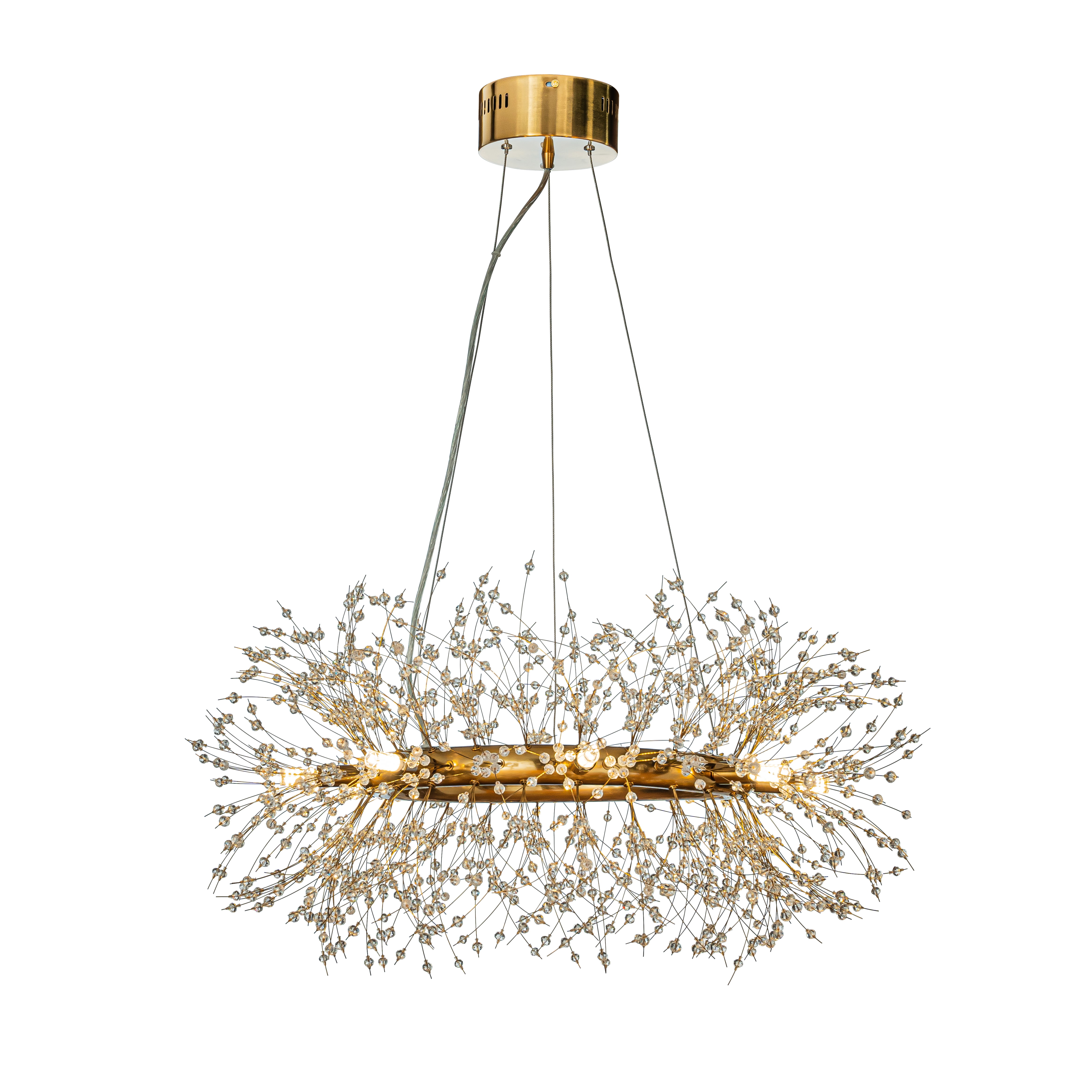 8-lights Stainless Steel Firework Crystal Chandelier In Antique Bronze For Living Room