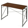 thumbnail image 4 of Gymax Folding Computer Desk Writing Study Desk Home Office w/ 6 Hooks Brown, 4 of 10