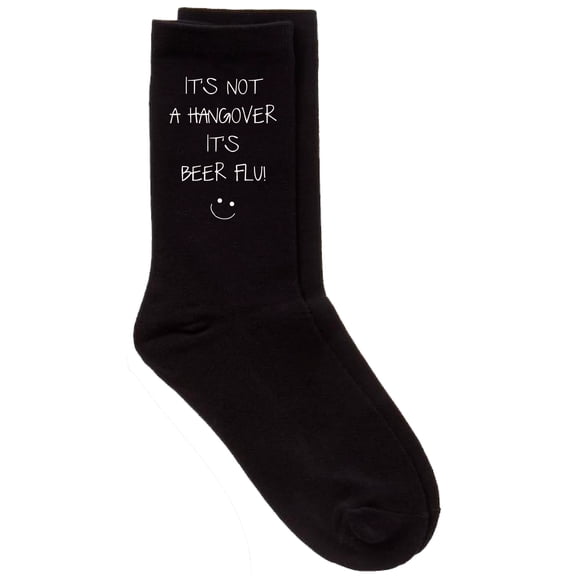Mens Beer Flu Hangover Socks Black Calf Socks Birthday Christmas Valentines Day Dad Husband Boyfriend