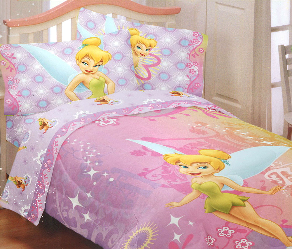 BRAND NEW OFFICIAL DISNEY TINKERBELL 4 PIECES TWIN BED COMFORTER SET 