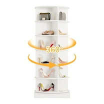 Aukfa 6-Tier Rotating Shoe Rack Storage, 360° Spinning Shoe Organizer Closet, White