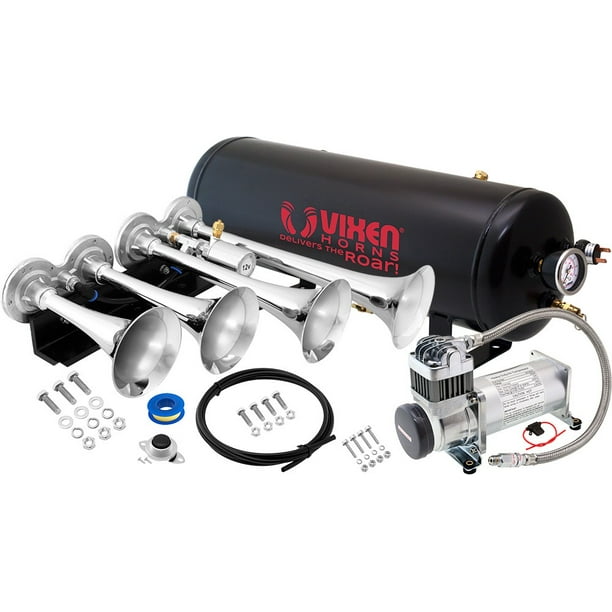 Vixen Horns Train Horn Kit for Trucks/Car/Semi. Complete Onboard System