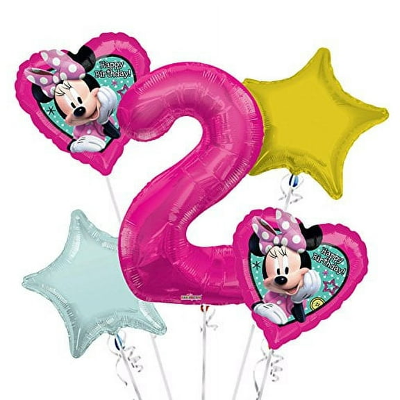 Minnie Happy Birthday Minnie Happy Helper Balloon Bouquet 2nd Birthday 5 pcs - Party Supplies