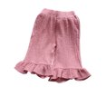thumbnail image 4 of Baby and Little Girls Soft Cotton Gauze Wide Leg Ruffled Pants Elastic Waist Loose Palazzo Trousers 1-9 Years, 4 of 4