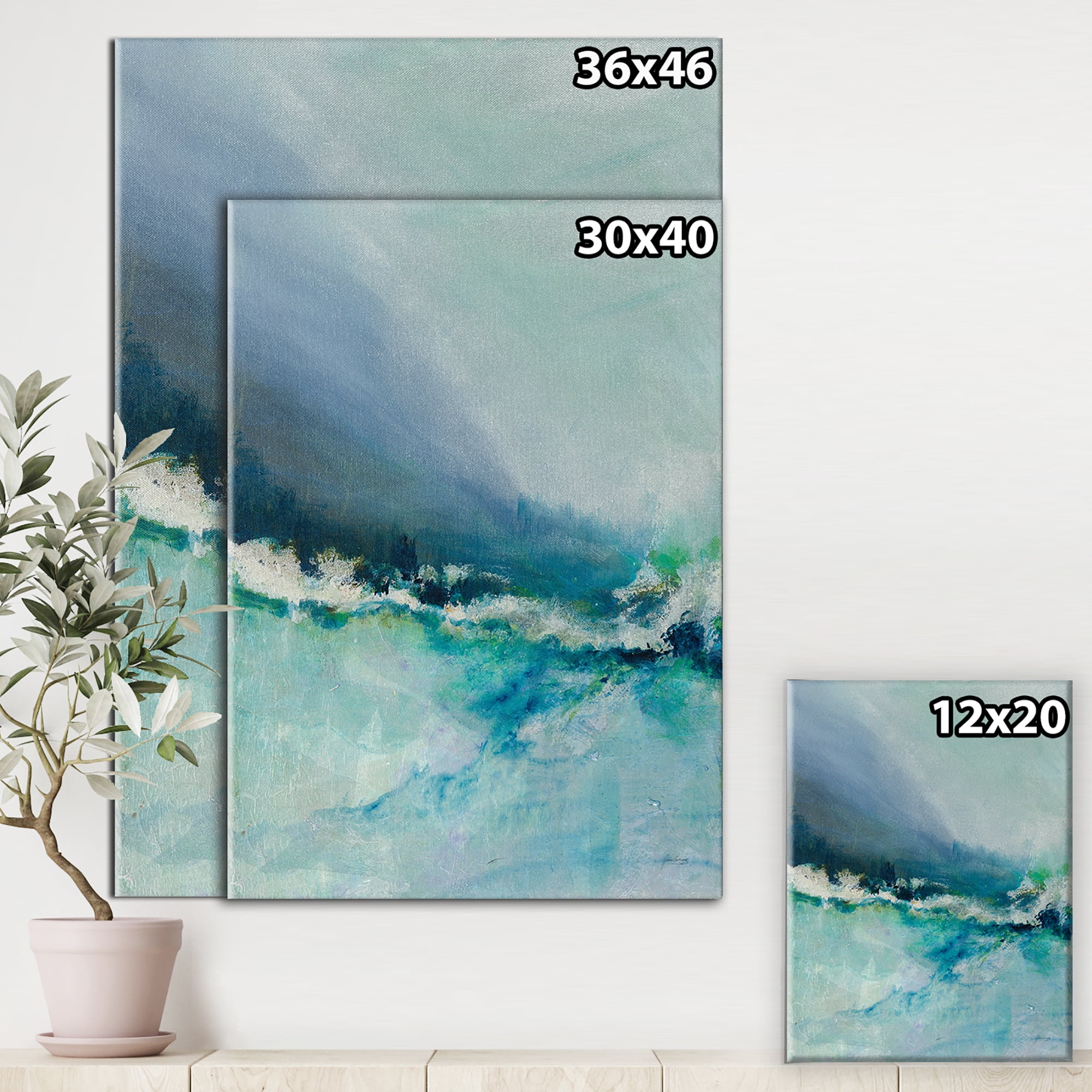 Designart 'Indigo Abstract Watercolor Blue' Nautical & Coastal Canvas Artwork