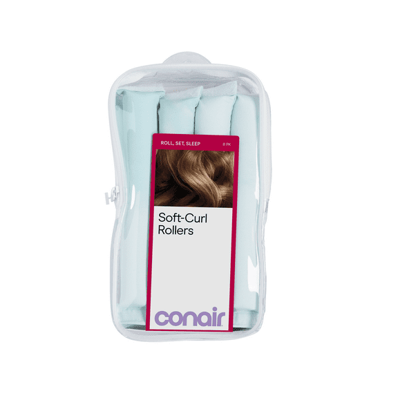 Conair Comfy Curlers 8-Pack Soft Fabric Hair Rollers for Heatless Overnight Curls