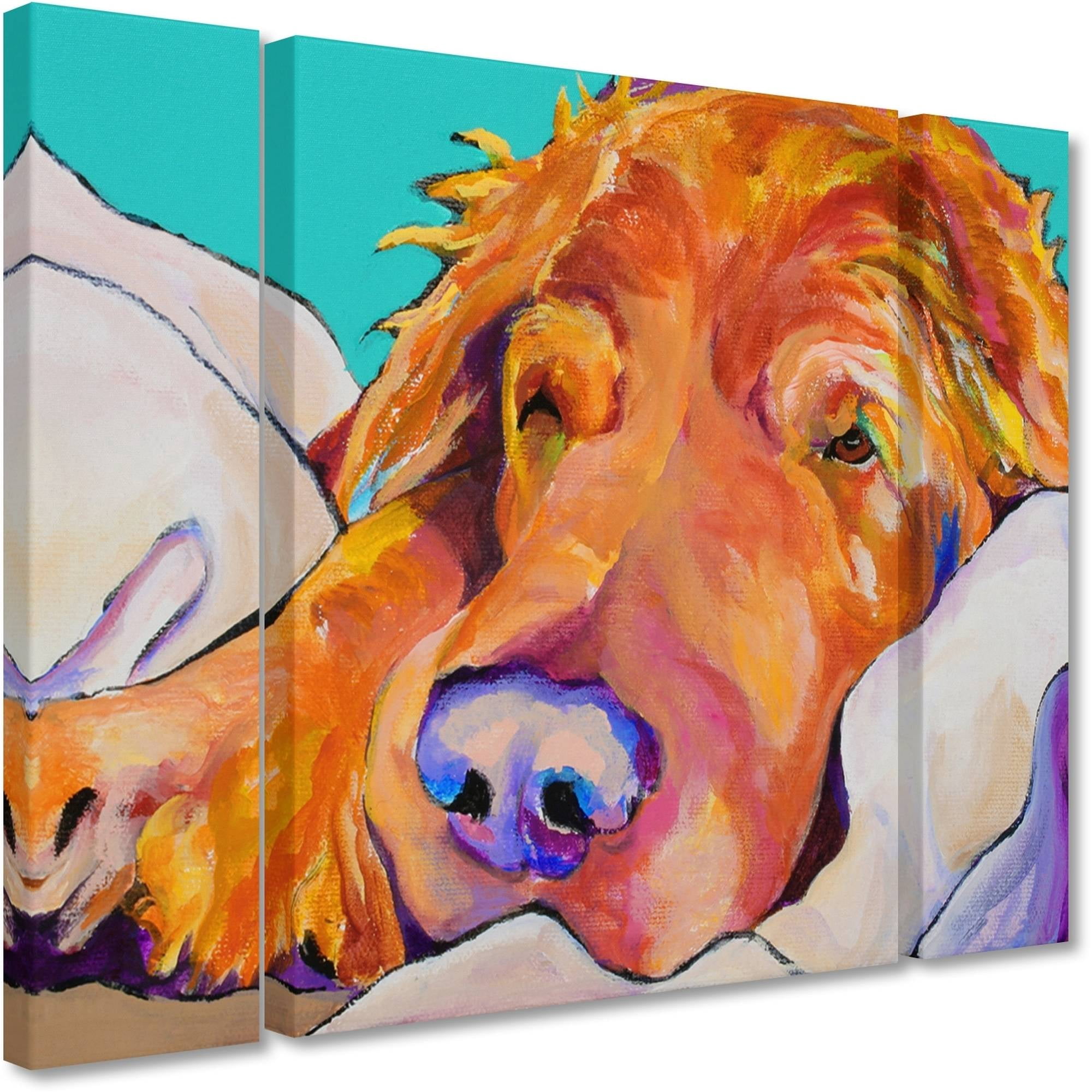Trademark Fine Art "Snoozer King" Canvas Art by Pat Saunders-White Three Panel Set