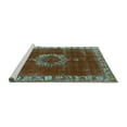 thumbnail image 2 of Ahgly Company Machine Washable Indoor Square Oriental Turquoise Blue Industrial Area Rugs, 6' Square, 2 of 4