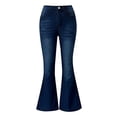 thumbnail image 6 of QURATI Women's High Waisted Flare Jeans | Retro Stretchy Bell Bottom Denim Pants Womens Bottoms Dark Blue XXL, 6 of 8