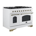 thumbnail image 5 of Forno Antico 48-Inch Dual Fuel Range, White with Antique Brass Finish, 8 Burners, 94,000 BTU, 5.5 cu.ft. Double Ovens  Griddle, 5 of 5