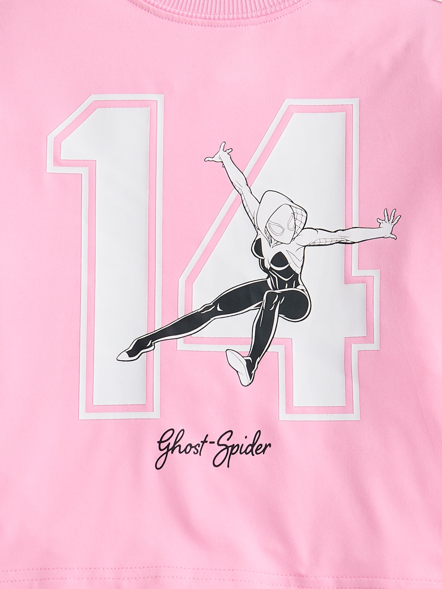 Ghost-Spider Girls Active Graphic Jersey with Short Sleeves, Sizes 4-12