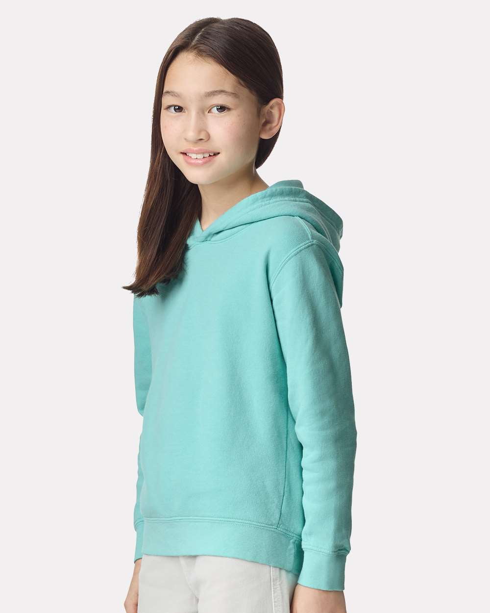Comfort Colors 1467Y Garment-Dyed Youth Lightweight Fleece Hooded Sweatshirt-CHALKY MINT-XS