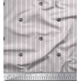 thumbnail image 1 of Soimoi Gray Modal Satin Fabric Bee & Stripe Printed Fabric 1 Yard 42 Inch Wide, 1 of 3