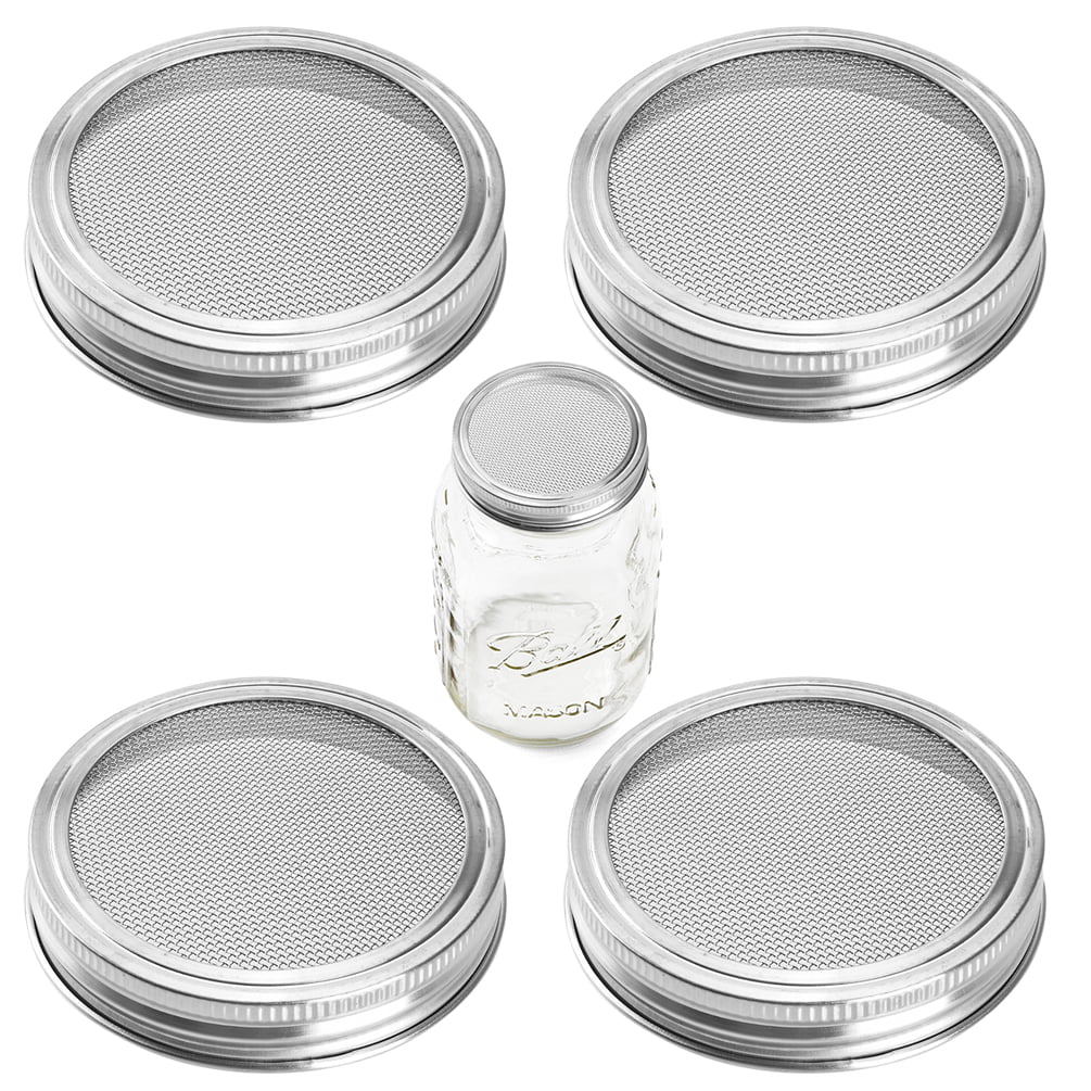 Wetrys 4 Packs Stainless Steel Sprouting Jar Lid with 4 Packs Stainless Steel Sprouting Stands for Wide Mouth Mason Jars Canning Jars to Make Sprout