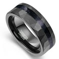 thumbnail image 2 of JQUEEN Black Tungsten Rings for Men Blue Sandstone 8mm Wedding Bands Hammered Finish Comfort Fit Size 7-12, 2 of 5