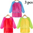 thumbnail image 2 of Coofit Kids Art Smock Waterproof: 3PCS Long Sleeve Apron Painting Apron with 3 Pockets, 2 of 10