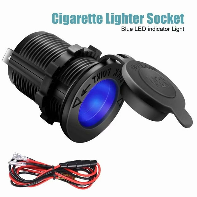 Cigarette Lighter Socket Waterproof LED Indicator 12V Power Outlet for Car Marine Boat Motorcycle Rv Truck ATV