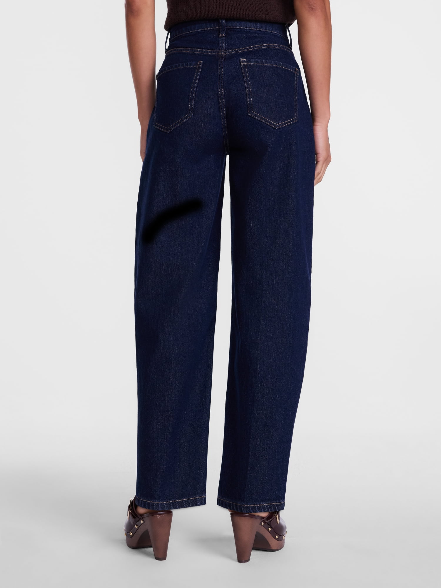 Scenario Women's and Women's Plus High Rise Tapered Barrel Crease Jeans, 27" Inseam, Sizes 0-28W