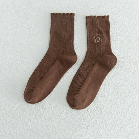 

Women s Cute Embroidery Socks Tube Socks Soft Breathable Pile Socks