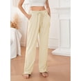 thumbnail image 3 of GXFC Women's Lounge Wide Leg Trousers Casual Drawstring Elastic Waist Long Pants Loose Slacks Trousers with Pockets Streetwear for Women Teen Juniors Girls ,Spring Fall, 3 of 9