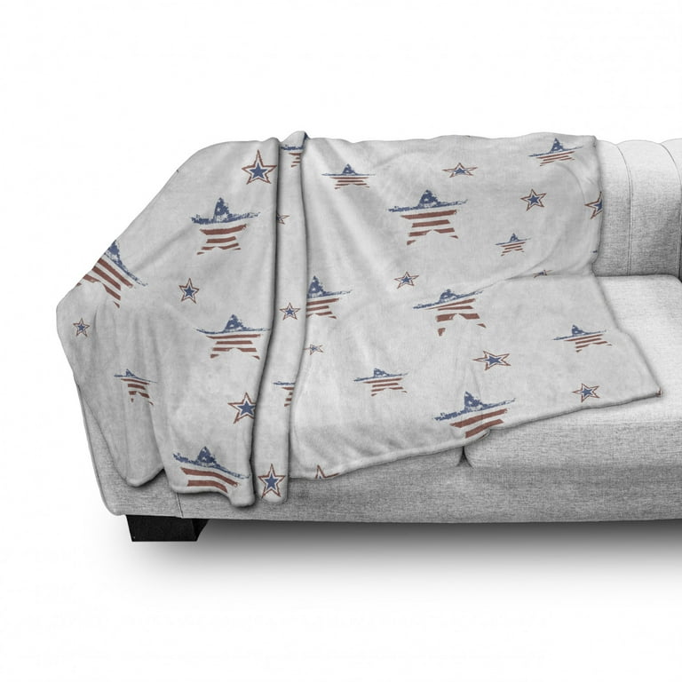 4th of July Soft Flannel Fleece Throw Blanket Scattered Stars with American Flag Motifs Independence Day Theme Cozy Plush for Indoor and Outdoor