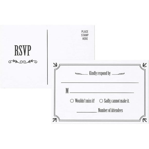 Rsvp Cards 50 Pack Rsvp Postcards Response Card Wedding Return Cards Rsvp Reply For Wedding Engagement Party And Party Invitation Postage Saver 4 X 6 Inches Walmart Com
