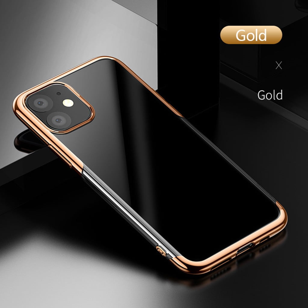 Transparent Case For Iphone 11 Pro Max Tpu Electroplating Soft Case Phone Cover Gold Walmart Com