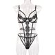 thumbnail image 4 of Mono de lencería Sexy Hollow Flower Lace Erotic Vendaje Body, S, Negro Scienceny XX000114-08, 4 of 7