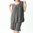 thumbnail image 4 of Defitshape Women's Plus Size Pajama Set Cotton 2 Piece Pj Sleepwear Sleeveless Tank and Shorts Nightwear Lounge Loungewear with Pockets Soft Comfy Grey 4X, 4 of 5