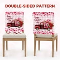thumbnail image 5 of Happy Valentine's Day Chair Back Covers Set of 6, Romantic Rose Floral Love Heart on Truck Pink Plaid Stretch Dining Chair Back Slipcovers Removable Seat Cover for Kitchen Restaurant Hotel Cafe, 5 of 9