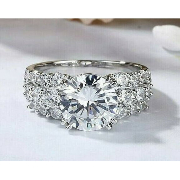Forever Jewels 3.50Ct Round Moissanite Women Wedding Engagement Ring 14K White Gold Plated