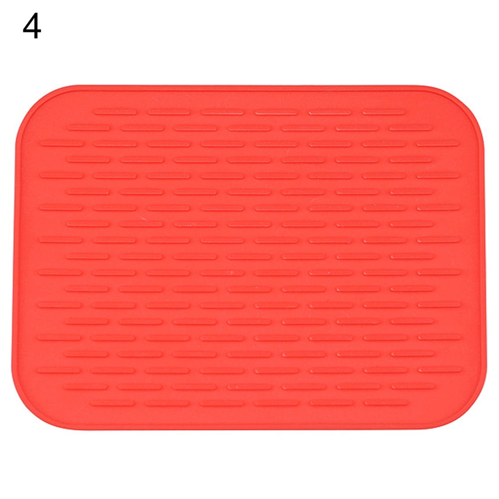 Spring Park Heat Resistant Silicone Kitchen Mat Pan Hot Pot Holder Non Slip, Red
