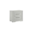 thumbnail image 4 of Blanca Modern 2-Drawer Wood Nightstand in White - Quilted Lacquer Finish, Plush Red Lining, Smooth Glides - Perfect Bedroom Bedside Cabinet - 15.55"W x 25.59"L x 24.80"H, 4 of 6