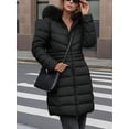 thumbnail image 4 of Giolshon Women's Winter Thickened Quilted Puffer Jacket Zipper Pockets Bubble Coat with Removable Hood and Faux Fur Collar, 4 of 4