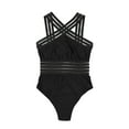 thumbnail image 4 of Summer Women Solid Swimwear One-piece Swimsuit Cross Shoulder Straps Beachwear, 4 of 7