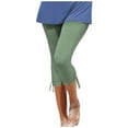 thumbnail image 3 of Capri Leggings for Women Summer Casual Elastic High Waist Drawstring Ruched Hem Workout Yoga Cropped Capris Pants, 3 of 7
