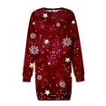 thumbnail image 4 of Fiaer Christmas Snowflake with Star Long Sleeve Dress for Women Sweatshirt Dress Fall Fashion Outfits Casual Mini Dress Red XXXL, 4 of 5